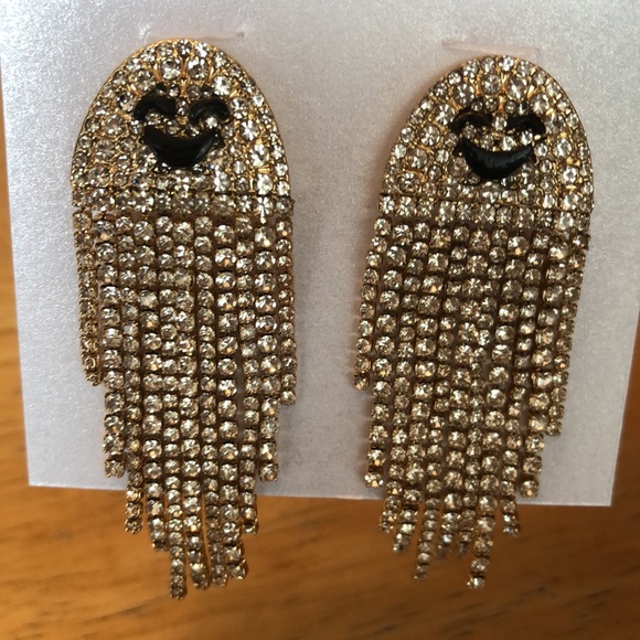 Baublebar Gold Tone Ghost Crystal Fringe Chandelier Drop Earrings NEW - Picture 7 of 12